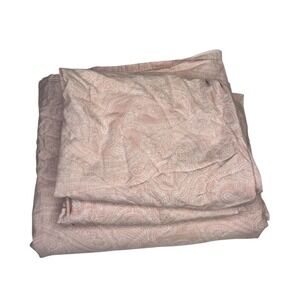 Ikea Jattevallmo Light Pink Paisley Queen Flat Sheet  2 Pillowcases Cotton Blend
